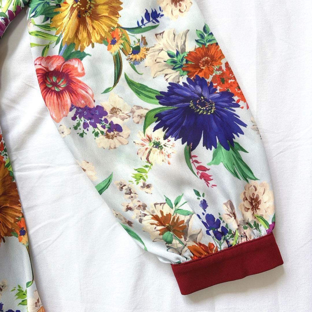 【美品】EmiriaWiz 長袖　花柄　フラワーワンピース　ライトブルー系　M