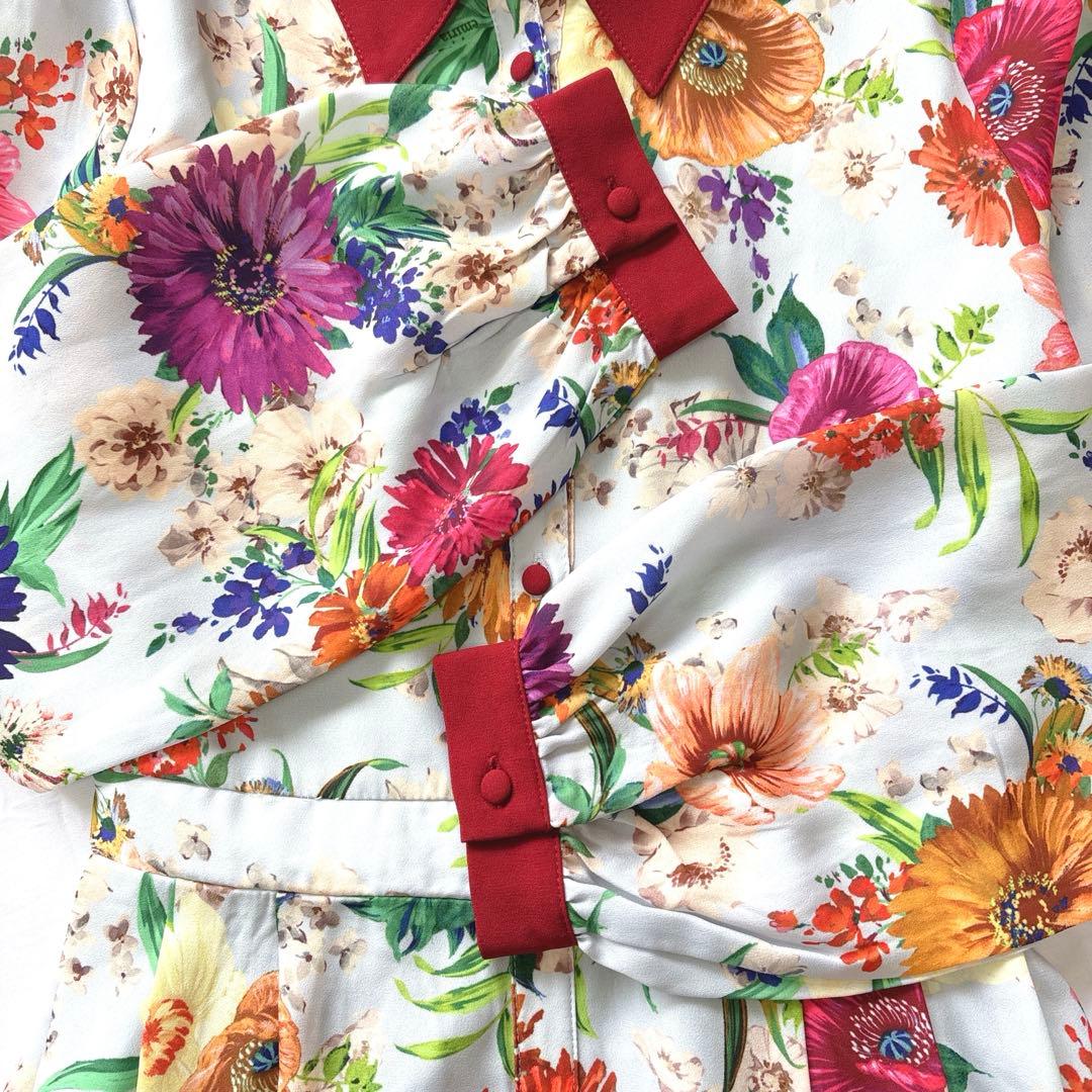 【美品】EmiriaWiz 長袖　花柄　フラワーワンピース　ライトブルー系　M