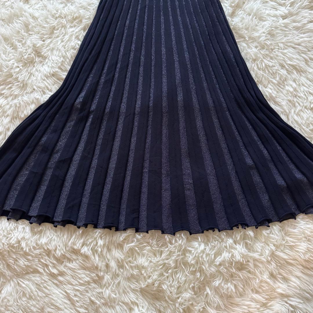 【新品タグ付き】ROPE 2WAY ラメニットプリーツワンピース パフ袖 M