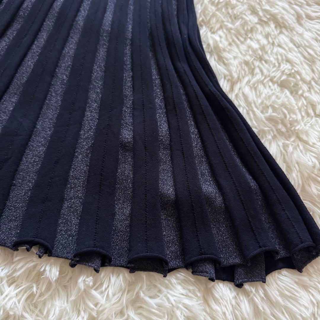 【新品タグ付き】ROPE 2WAY ラメニットプリーツワンピース パフ袖 M