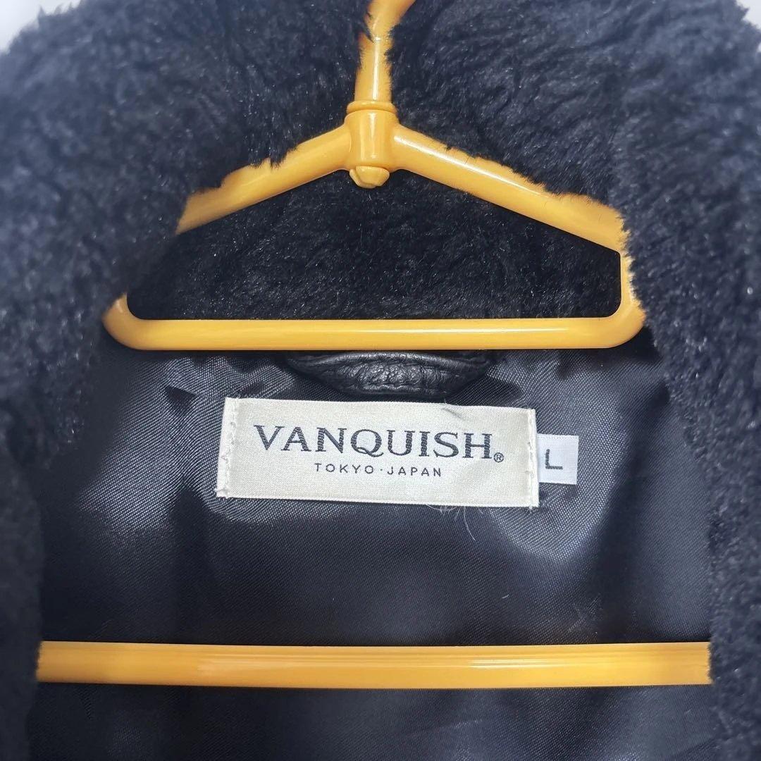 【中古】VANQUISH レザーダウンベスト シープスキン ブラック サイズL