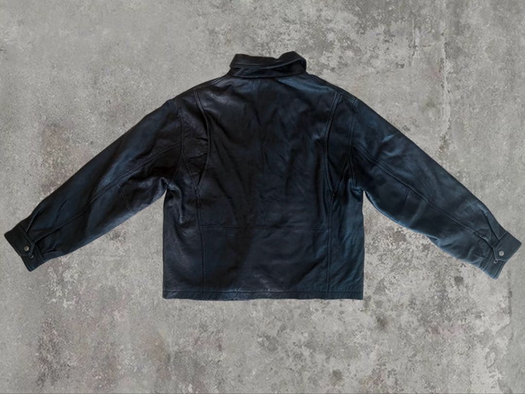 本革 vintage black leather jacket