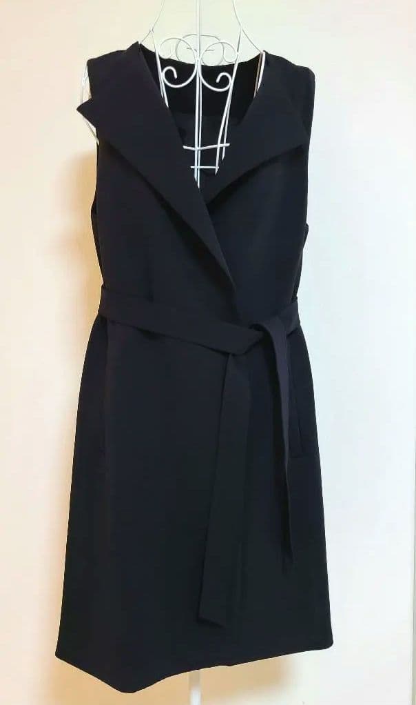 美品　ANAYI　アナイ　テーラード　ロングジレ　　ベスト　ブラック