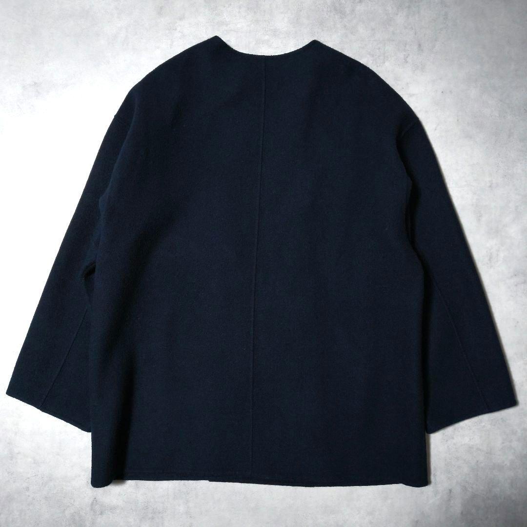 Spick & Spanリバーオープンカラーミドル丈コート ネイビー 38