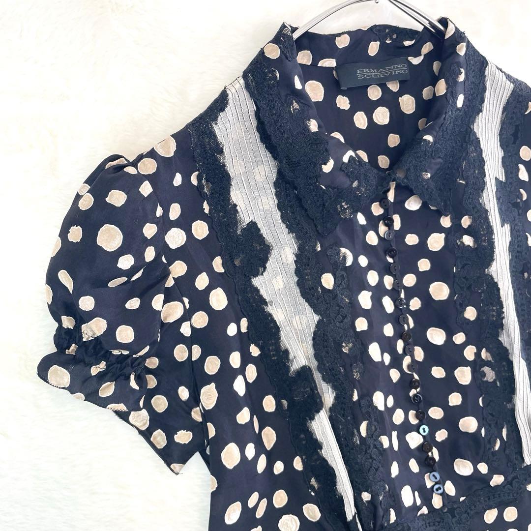 ERMANNO SCERVINO シルクドット ワンピ レース イタリア製 40