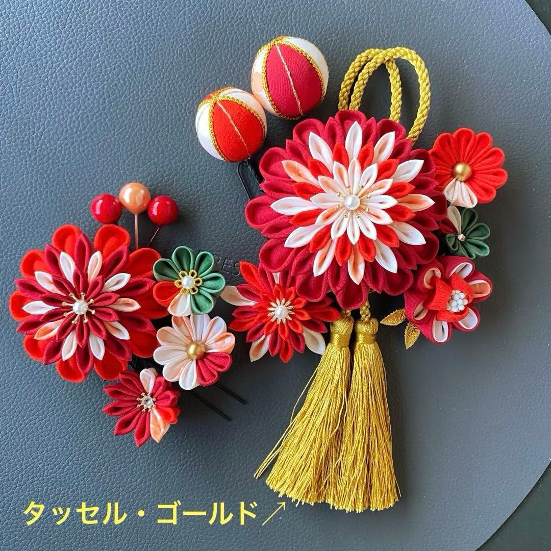 正絹つまみ細工髪飾り #Pok51 七五三 成人式 袴 着物 結婚式