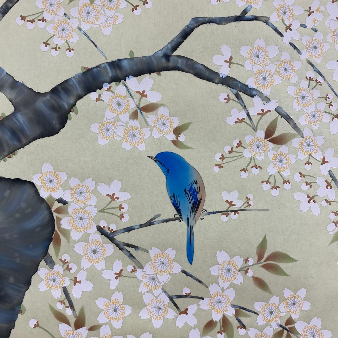 美品 掛け軸 山本晃雲作 枝垂れ桜図 共箱 花鳥 縁起物