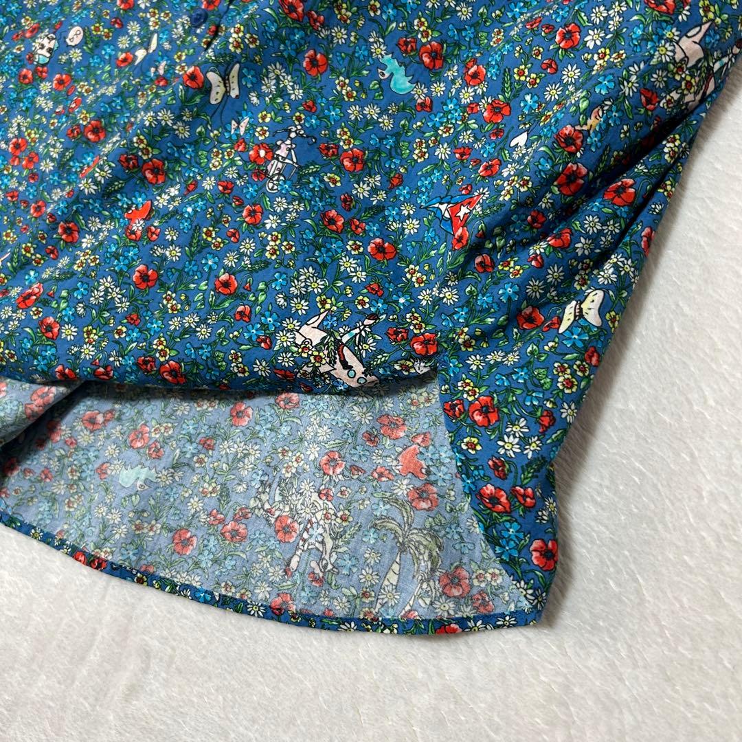 美品✨Tsumori Chisato 花柄五分袖シャツワンピース　ブルー　花柄