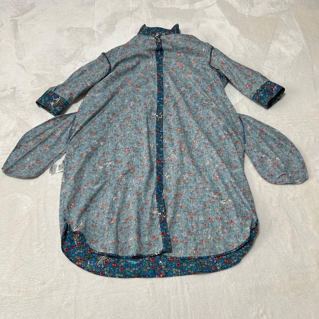 美品✨Tsumori Chisato 花柄五分袖シャツワンピース　ブルー　花柄
