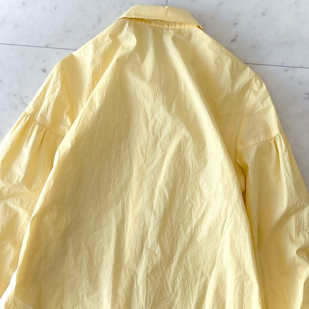 美品 アルアバイル タイプライターバルーンスリーブブラウス ボウタイ イエロー