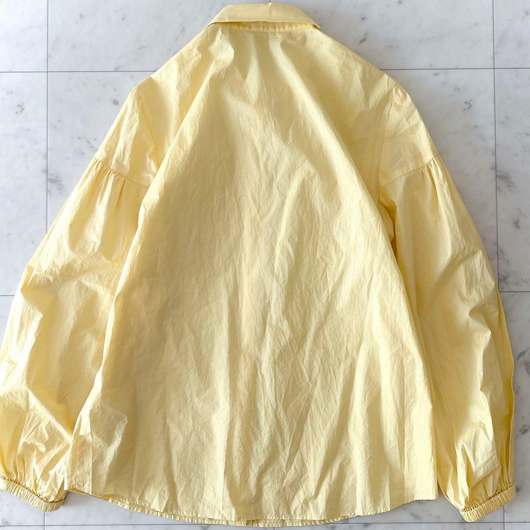 美品 アルアバイル タイプライターバルーンスリーブブラウス ボウタイ イエロー