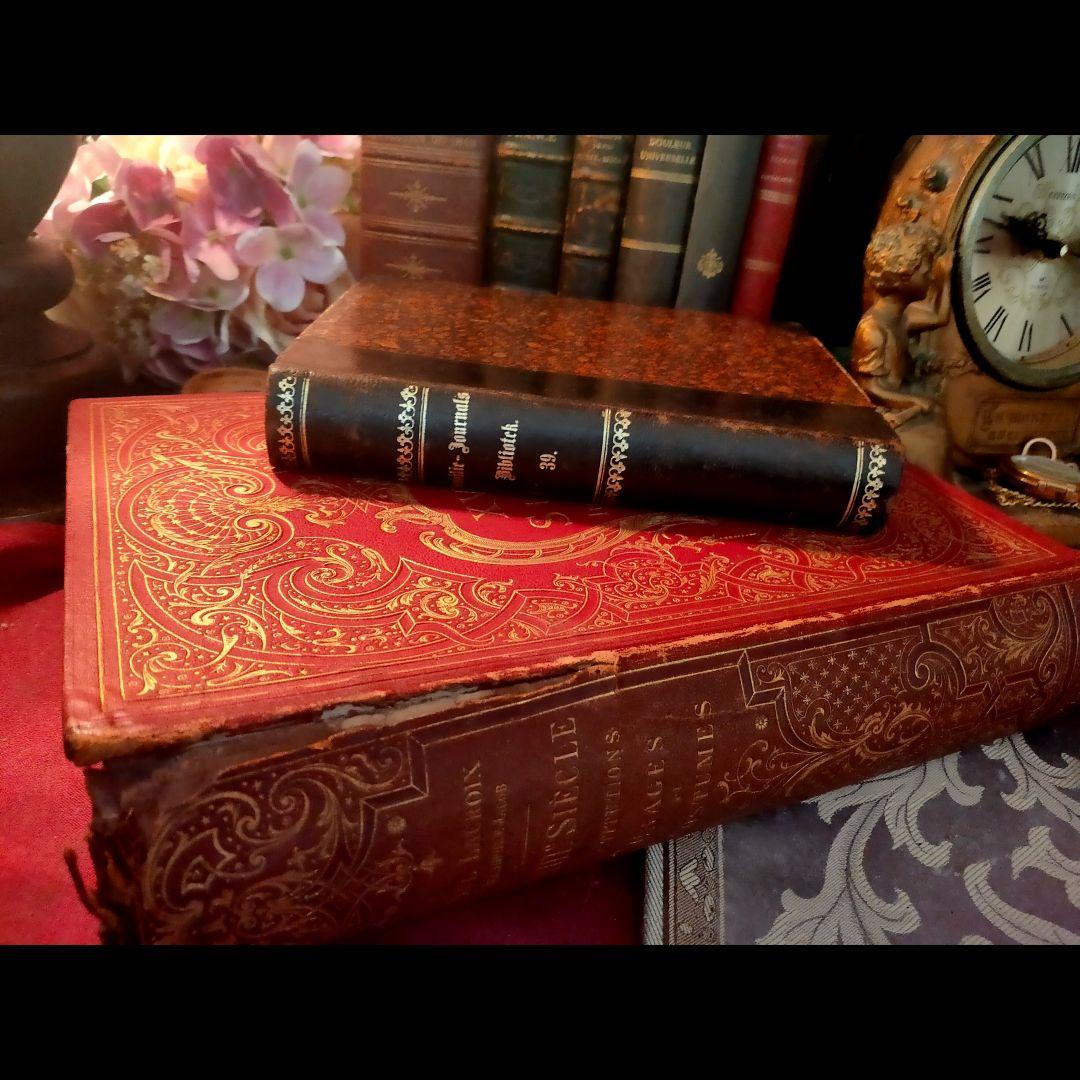 ⭐超希少⭐️２９cm【フランス製の古い洋書】革製の高級感ある洋古書 １冊