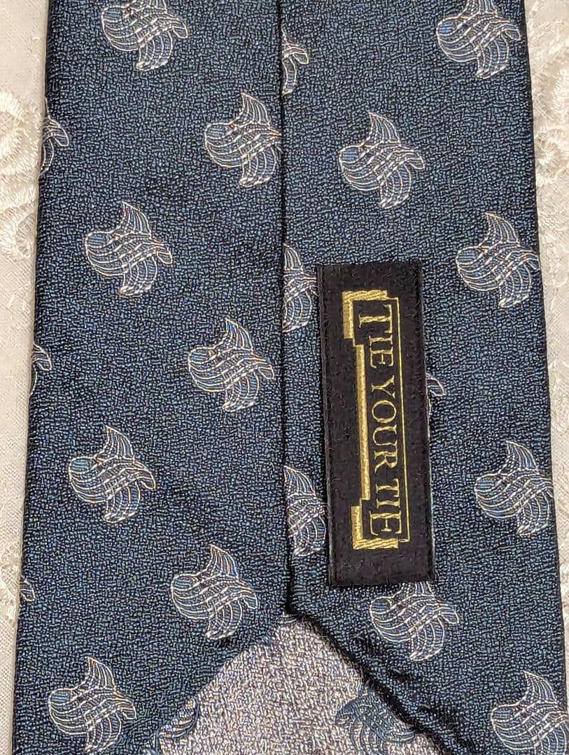 美品★タイユアタイ　シルクタイ　セッテピエゲ　ブルーグリーン