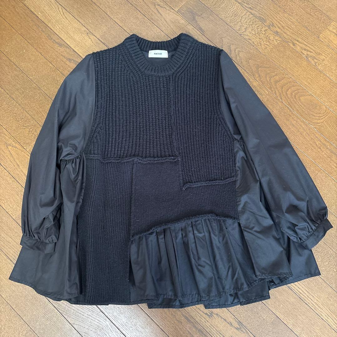 machatt マチャット フレアドッキングニットシャツ ブラック