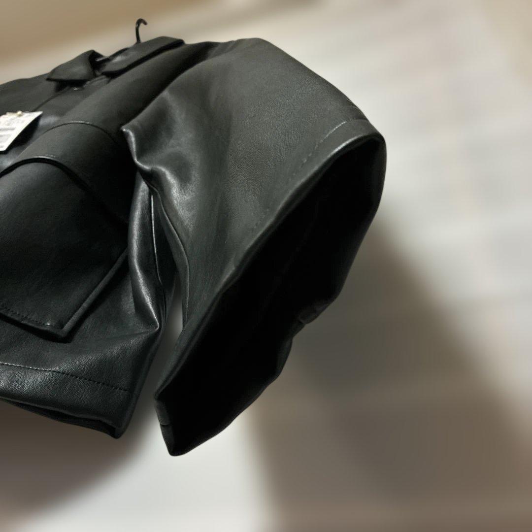 ザラzara フェイクレザー ジャケット リラックスフィット ブルゾン L