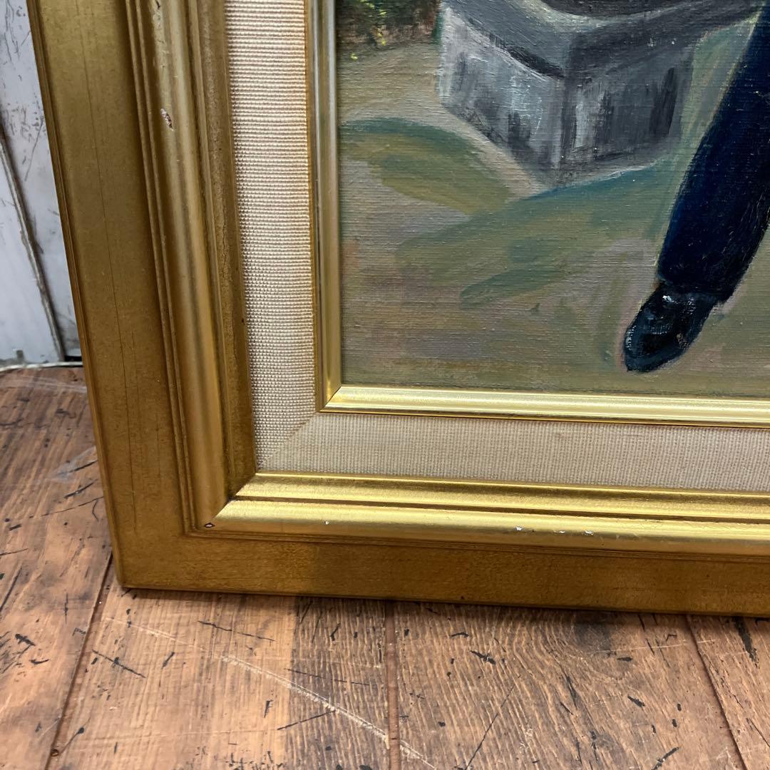シンガポール公園にて 人物画 風景画 油彩画 油絵 アート 絵画 額縁 F10