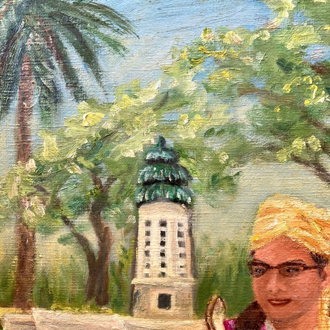 シンガポール公園にて 人物画 風景画 油彩画 油絵 アート 絵画 額縁 F10