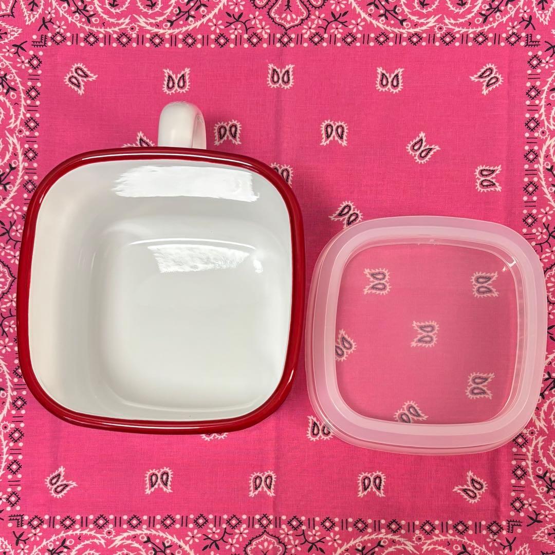 富士ホーロー ストロベリー 深型角容器 SML+味噌ポット 4点セット 蓋付き