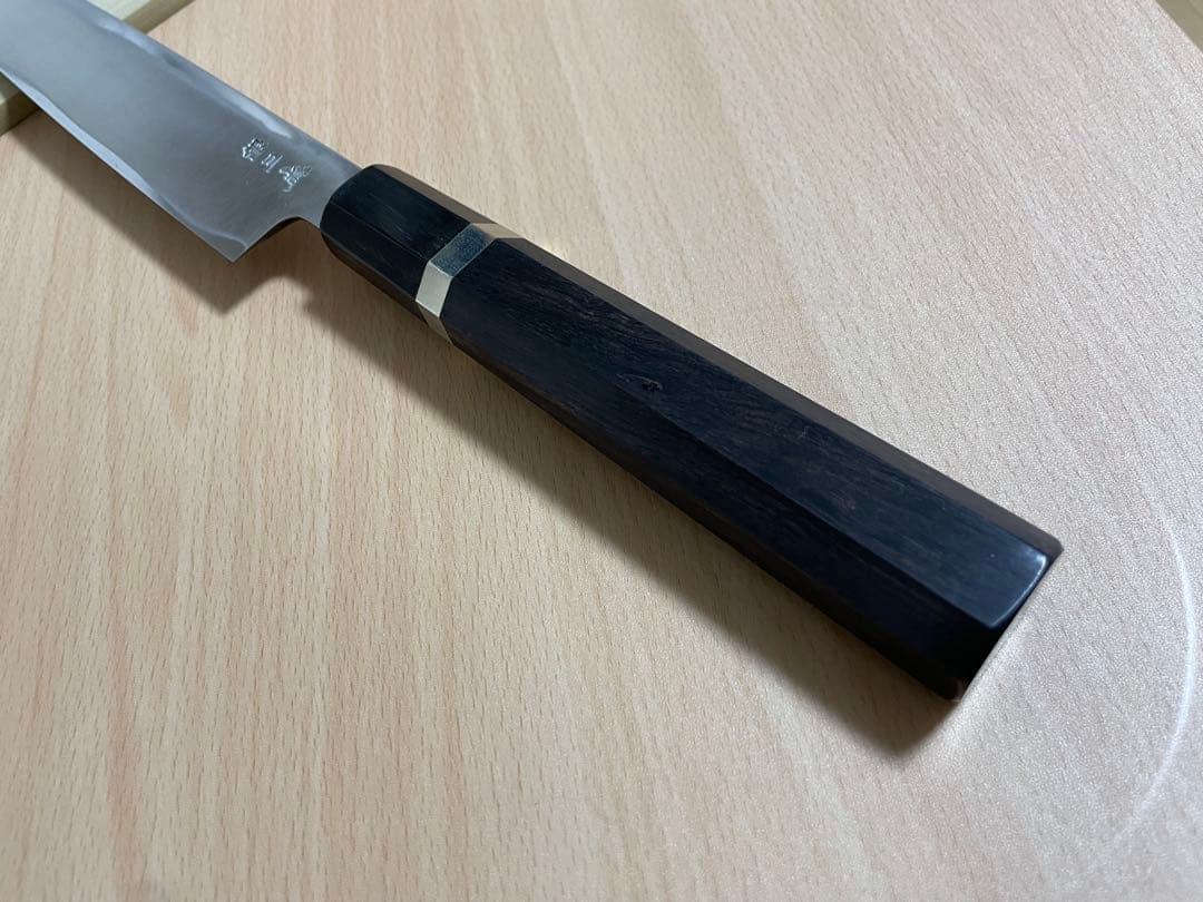 堺孝行　柳刃包丁　約330mm 尺一　銀三鋼　黒檀八角柄 黒水牛口輪