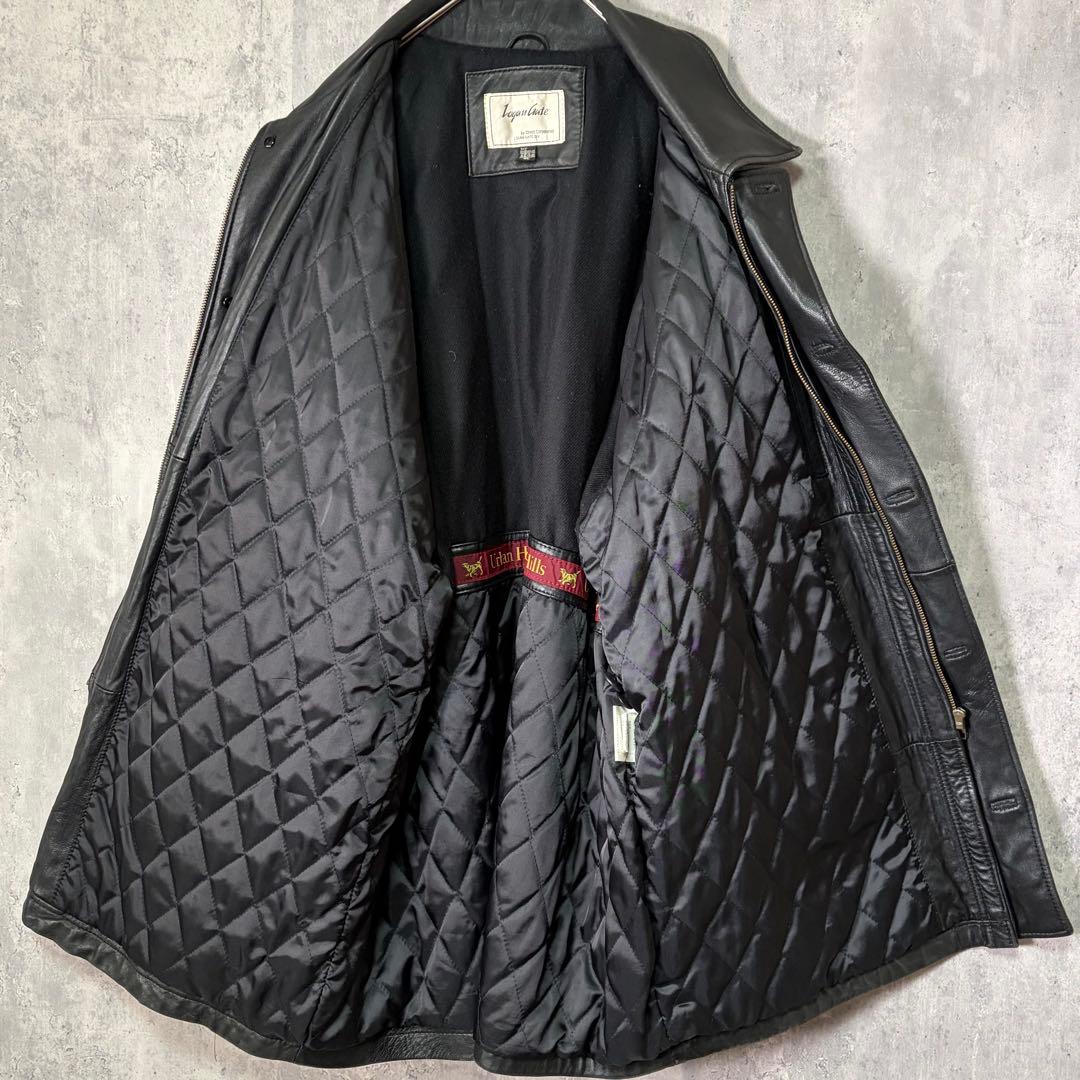 3L 高級 肉厚 羊革 ラムレザー カーコート 黒 中綿 本革