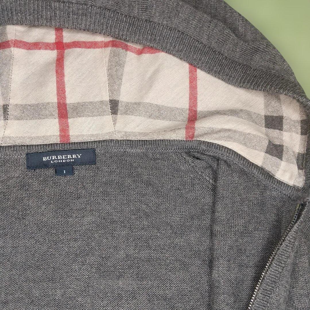BURBERRY ノバチェックグレー フード付きダブルジッパーパーカー サイズ1