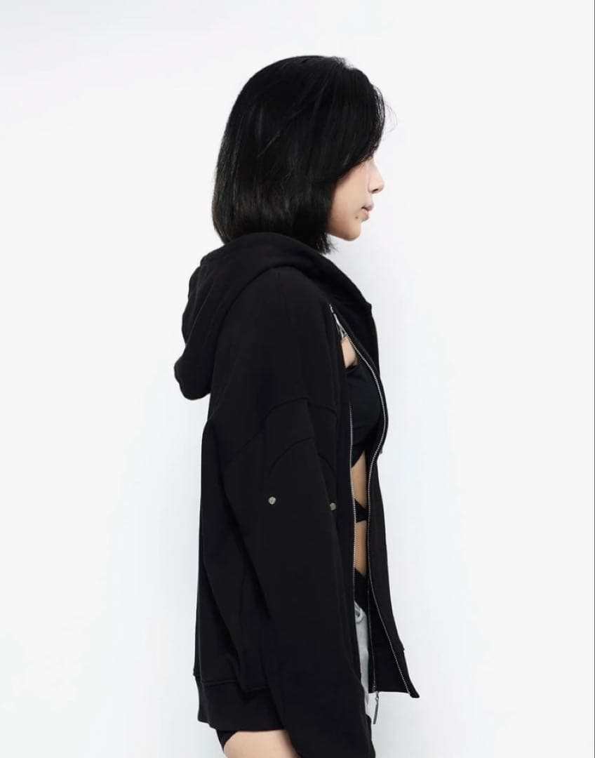 トップス The Red Thread w zip hoodie long black