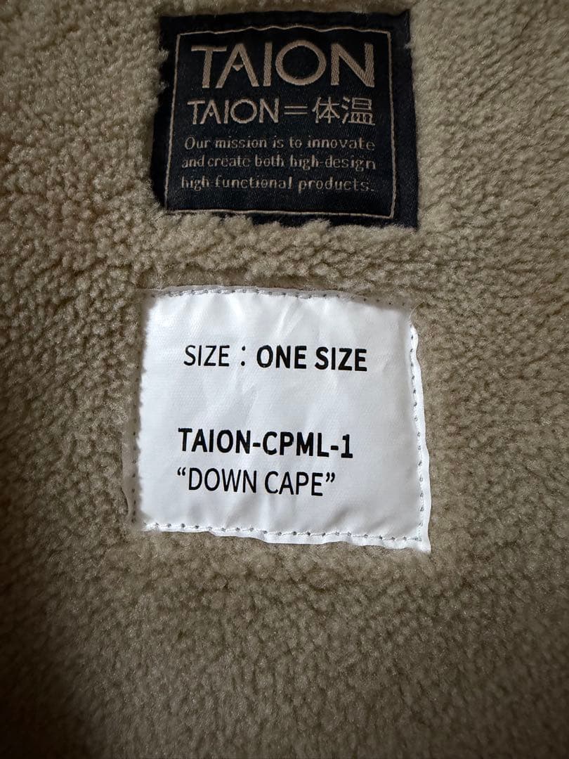 【未使用級】TAIONミリタリー ダウンケープ ベージュ