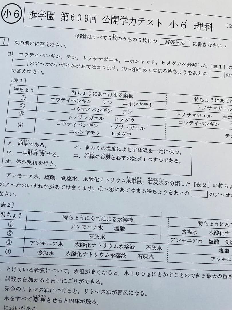 小6 公開学力テスト 浜学園 2023年、2024年度 2年分 4科目