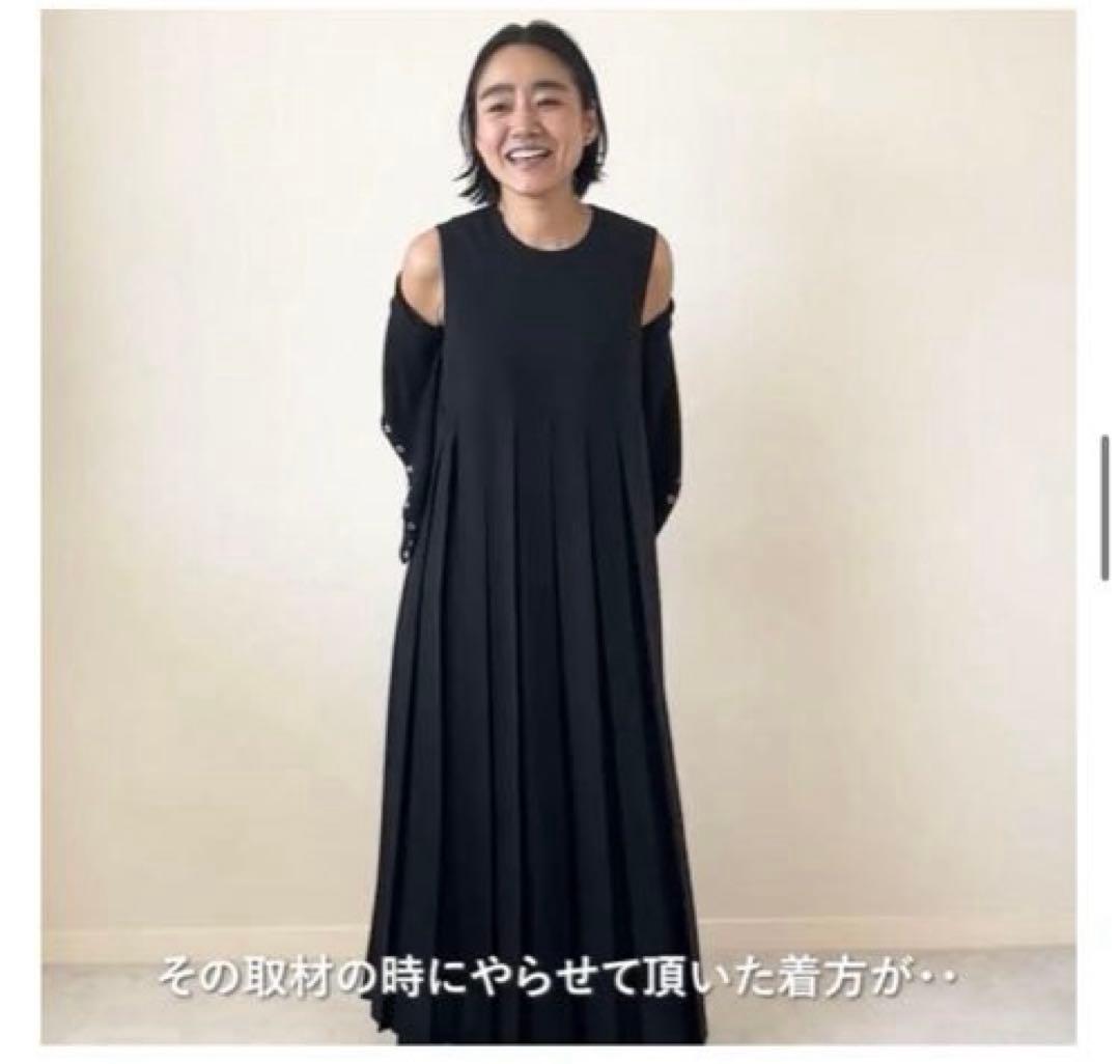 ENFOLD PEライト ジョーゼット タック プリーツ DRESS