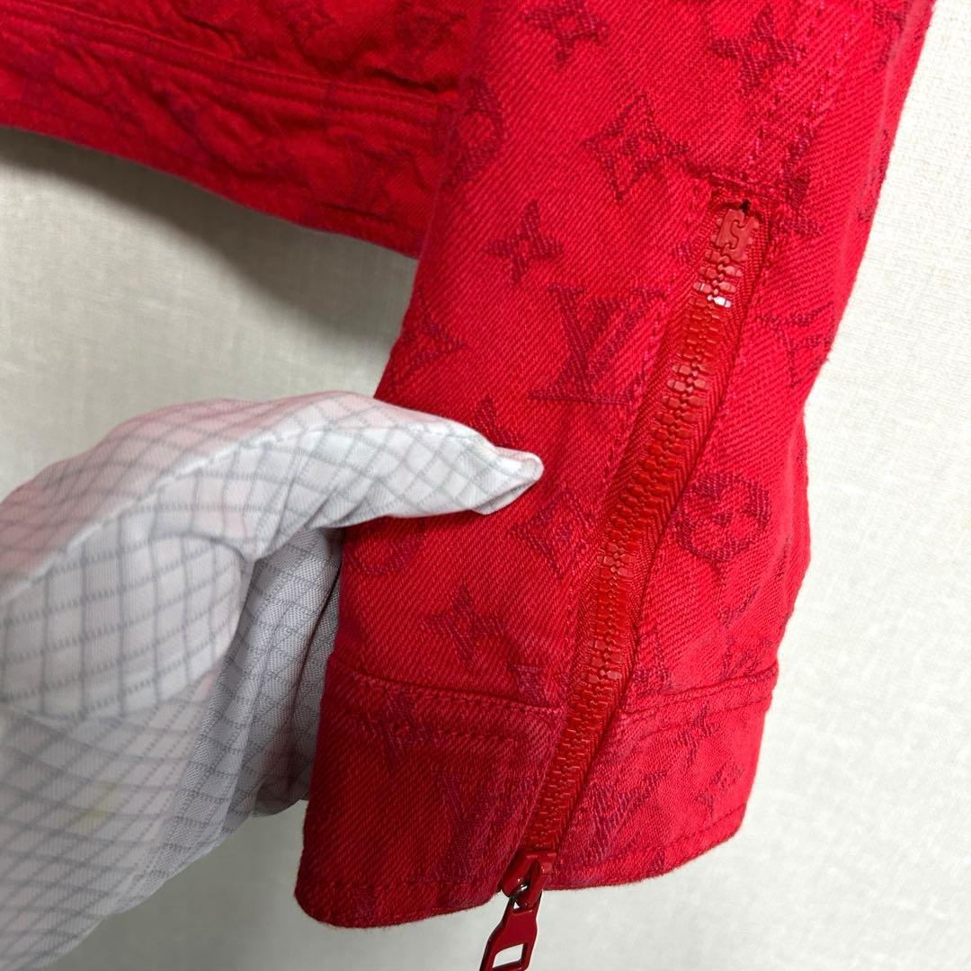 ルイヴィトン LOUIS VUITTON デニムジャケット モノグラム レッド