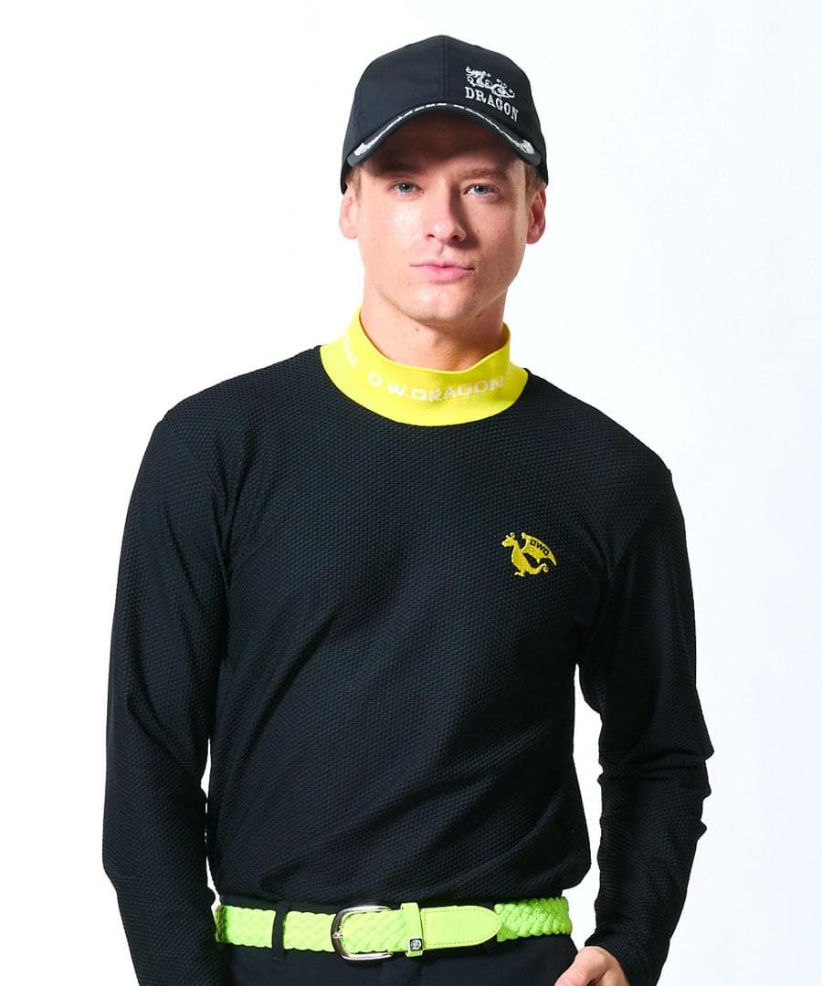 新品☆ダンスウィズドラゴン DRY & UV ロング スリーブ モック☆黒☆XL