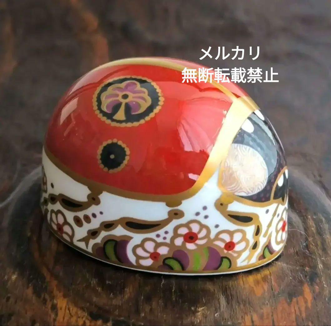 ロイヤルクラウンダービー 置物 フィギュリン てんとう虫 ペーパーウエイト 陶器