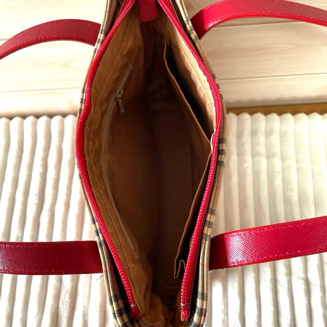 Burberry トートバッグ ベージュ/レッド