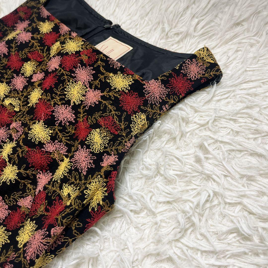 シビラ ノースリーブ ロングワンピース 花柄 刺繍 日本製 Lサイズ