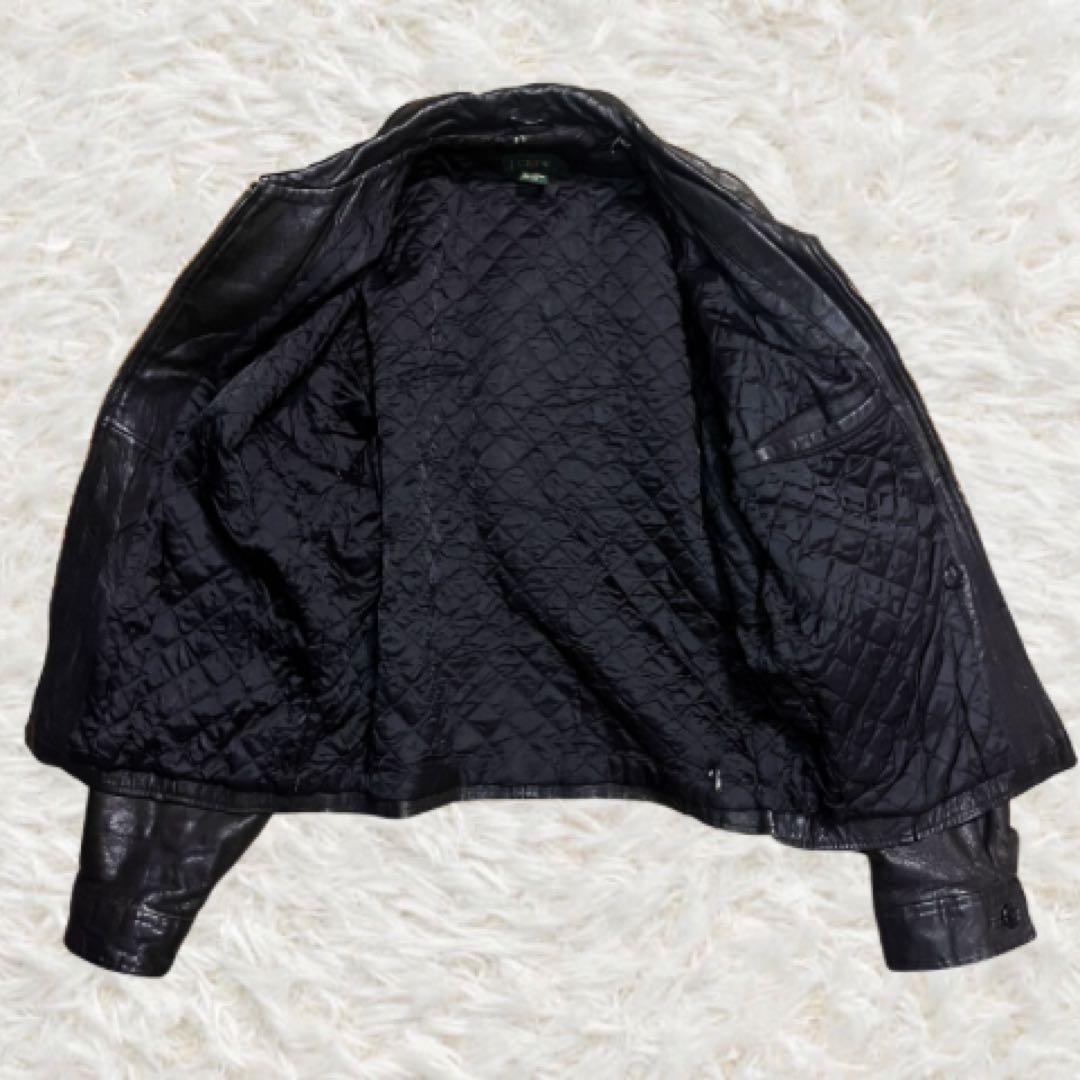 90s J.CREW 巨人タグ レザージャケット シングル 内キルティング