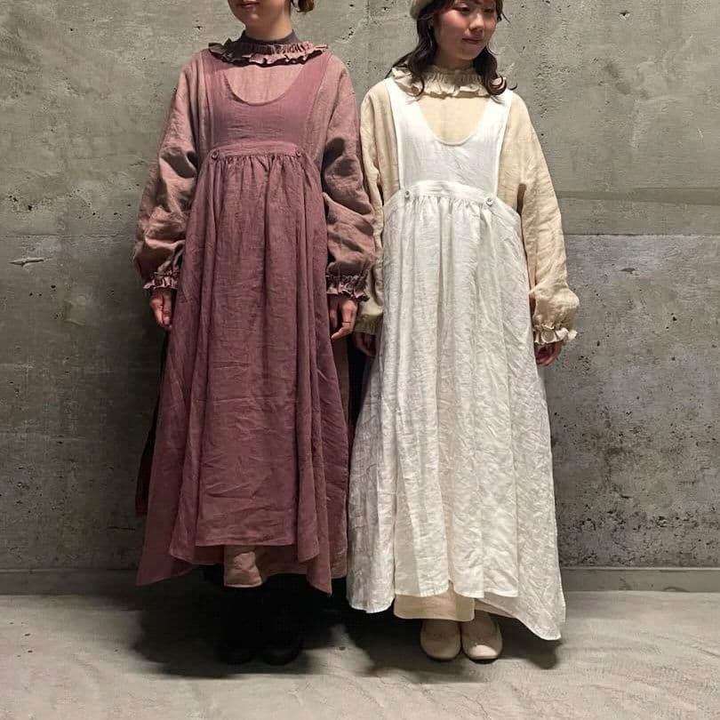 サマンサモスモス　立川限定　リネンエプロンワンピース