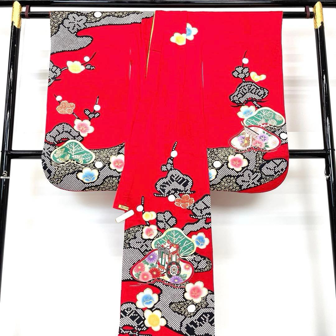 【着物と帯 時流】O24-41s◆七五三 7才女の子着物+長襦袢◆正絹百貨店取扱