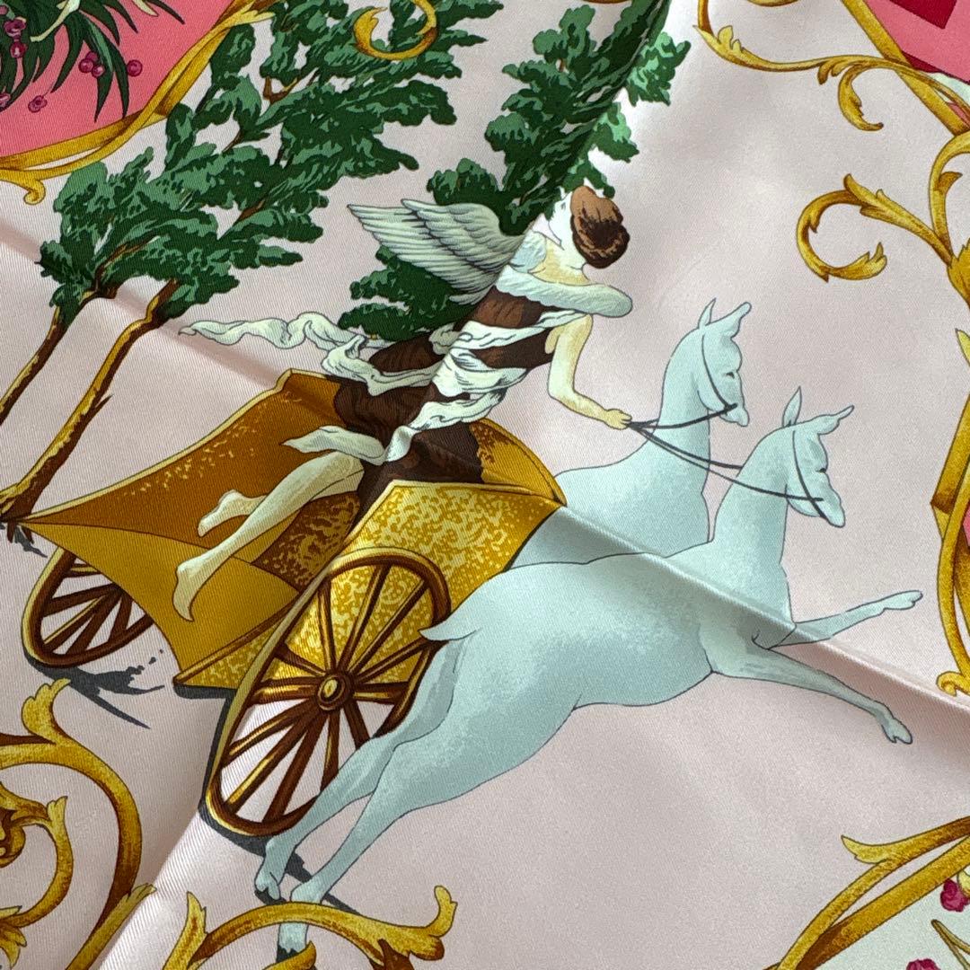 ROPE シルク　スカーフ　天使　動物　ロペ　絹　SILK ピンク系