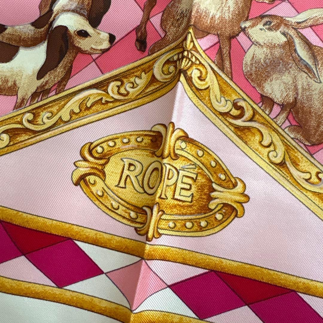 ROPE シルク　スカーフ　天使　動物　ロペ　絹　SILK ピンク系