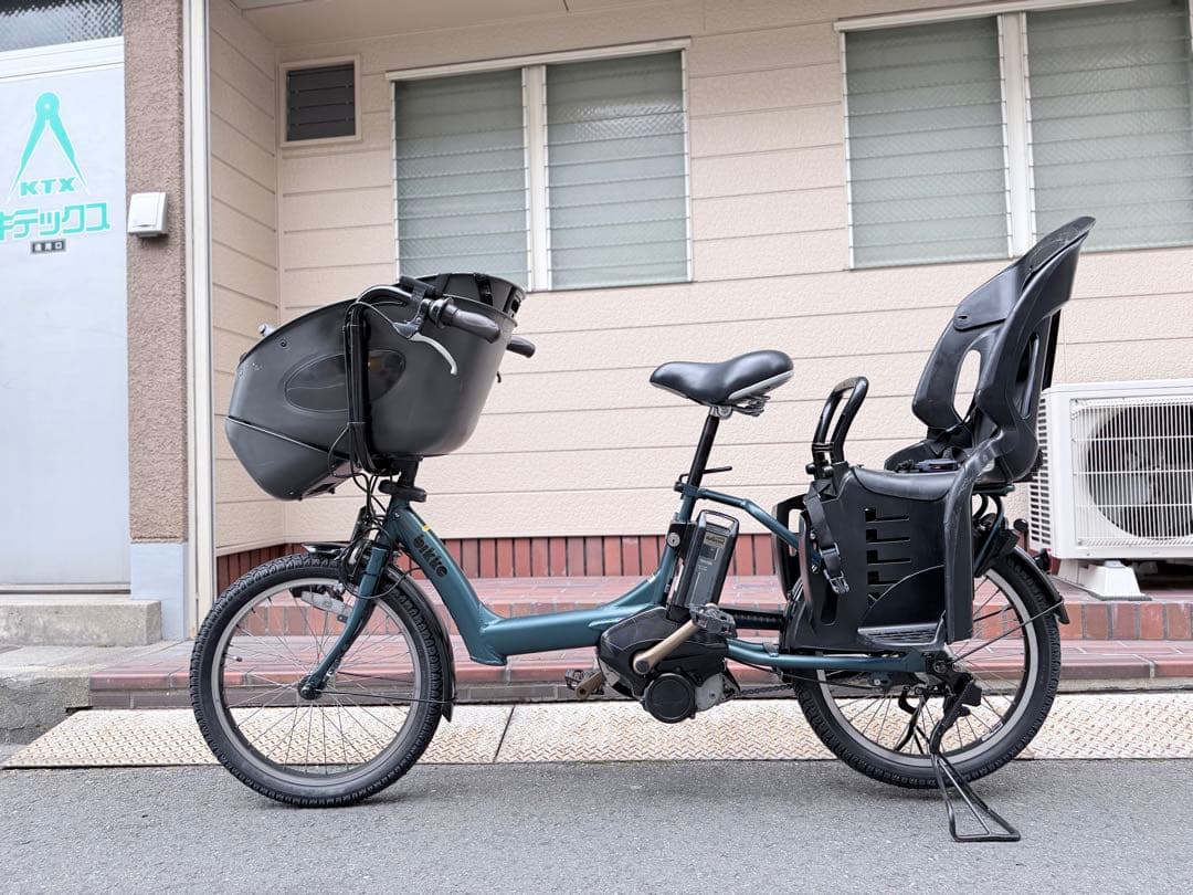 子供乗せ　ブリヂストン　電動アシスト自転車 チャイルドシート付き ダークブルー