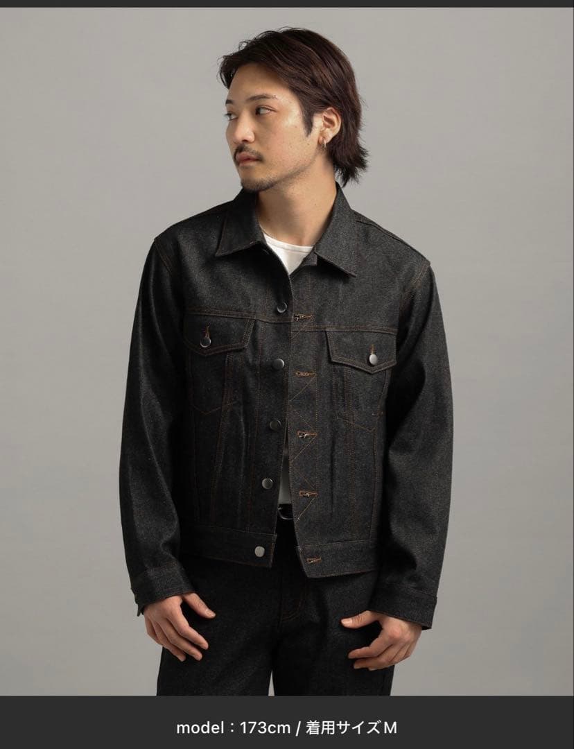 LURAKU Rigid Denim Jacket ブラック Mサイズ