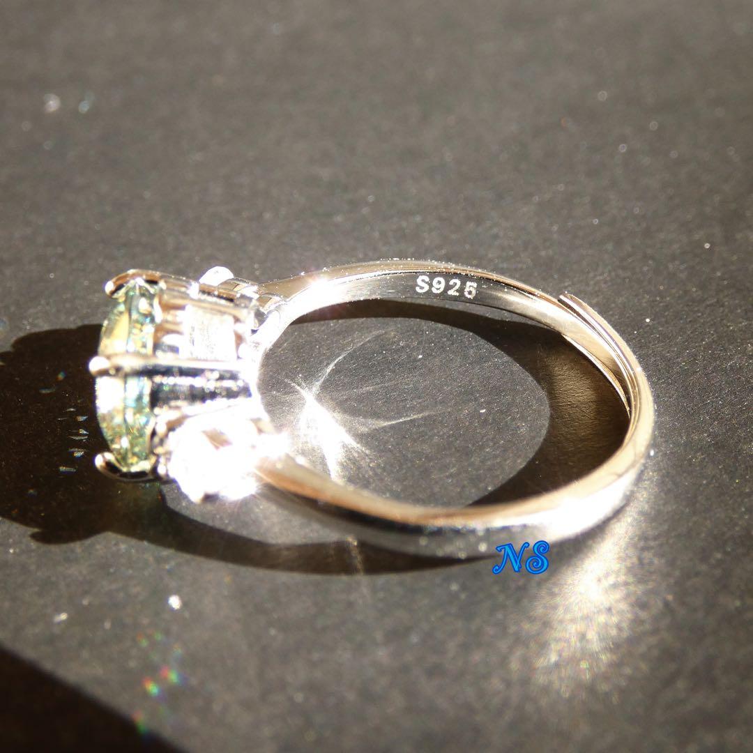 【専用】モアサナイト　指輪　2ct　ライトブルーグリーン　ロシアンカット　フリー