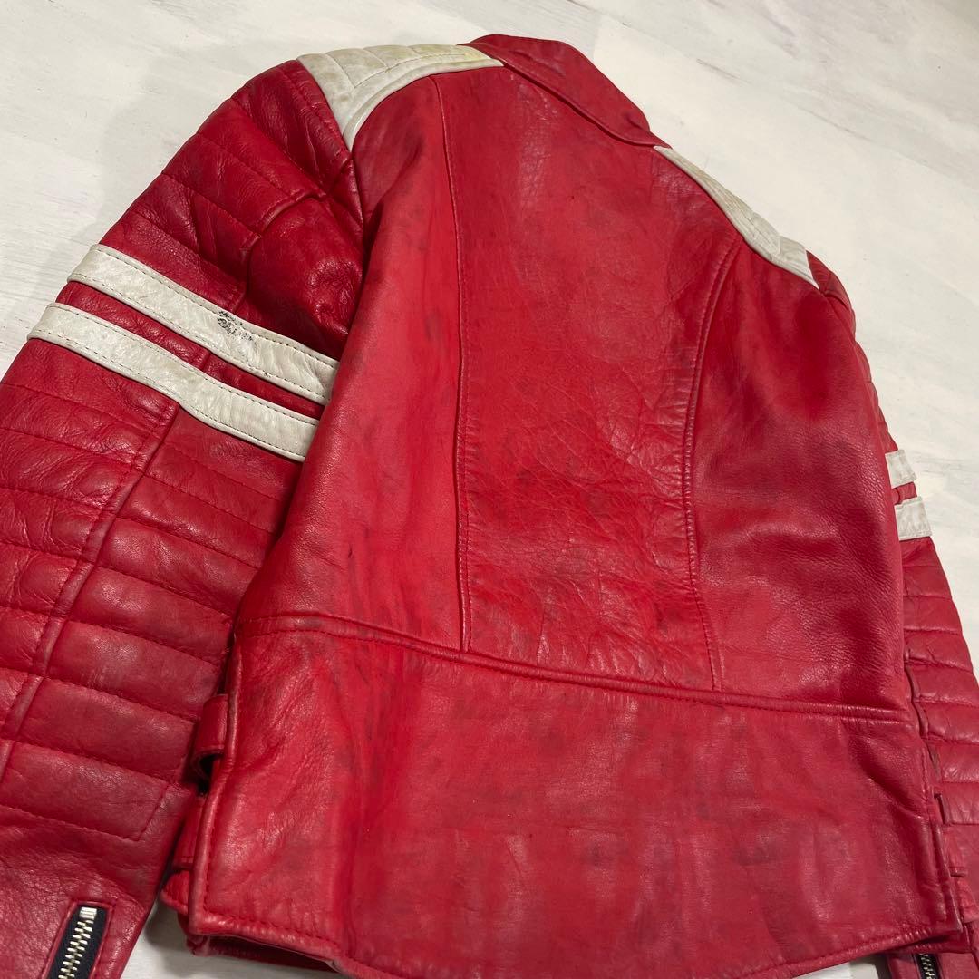 ビンテージ　ECHTES LEDER ダブルライダース　レッド　赤