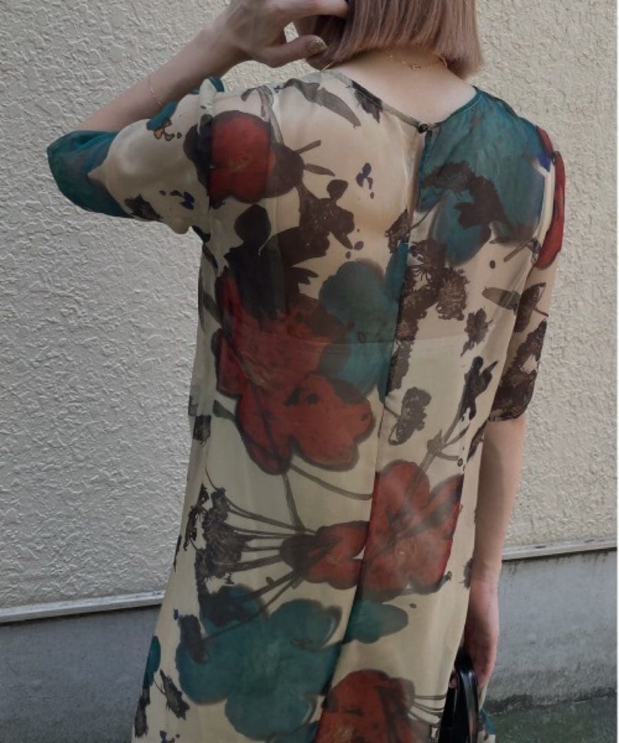ワンピース Ameri SCAN FLOWER CHIFFON DRESS M