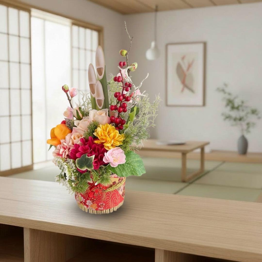 ㉒門松 Sサイズ｜コンパクトで飾りやすい華やぎアレンジ しめ飾り 正月アレンジ
