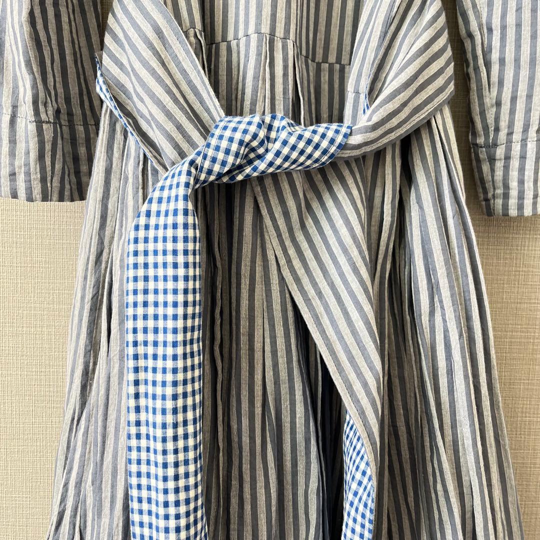 【定価6万】gasa＊grueカディストライプ長袖シャツワンピース カディ