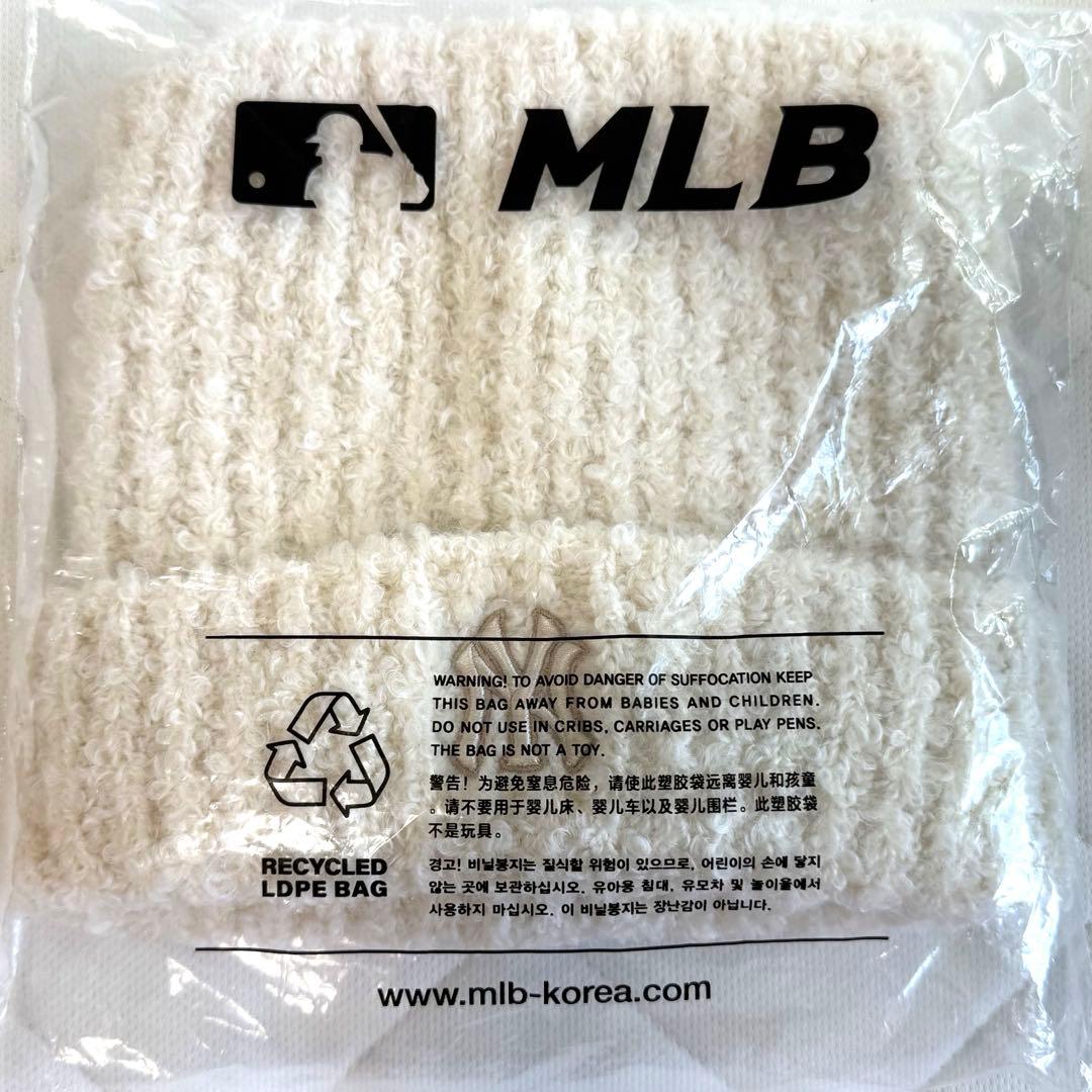 《韓国限定》MLB korea*カリナ着用　 ホワイト猫耳ニット帽