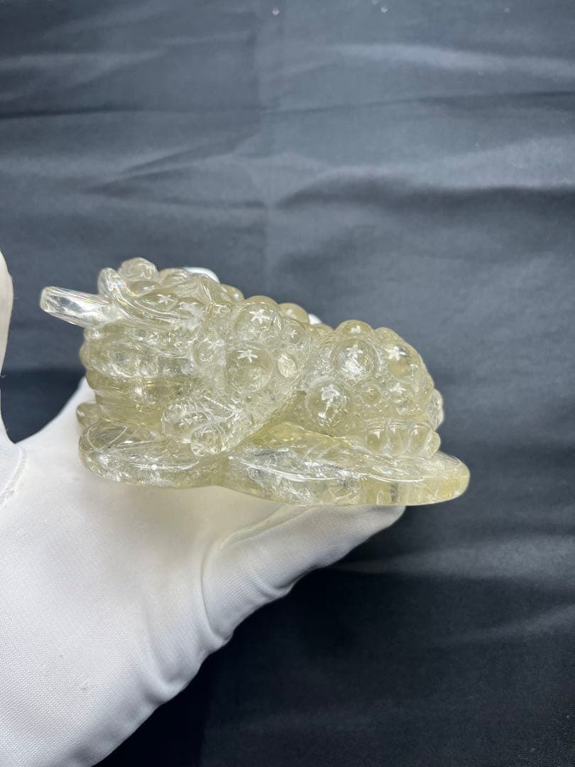 シトリン銭蛙水晶　レインボー入り