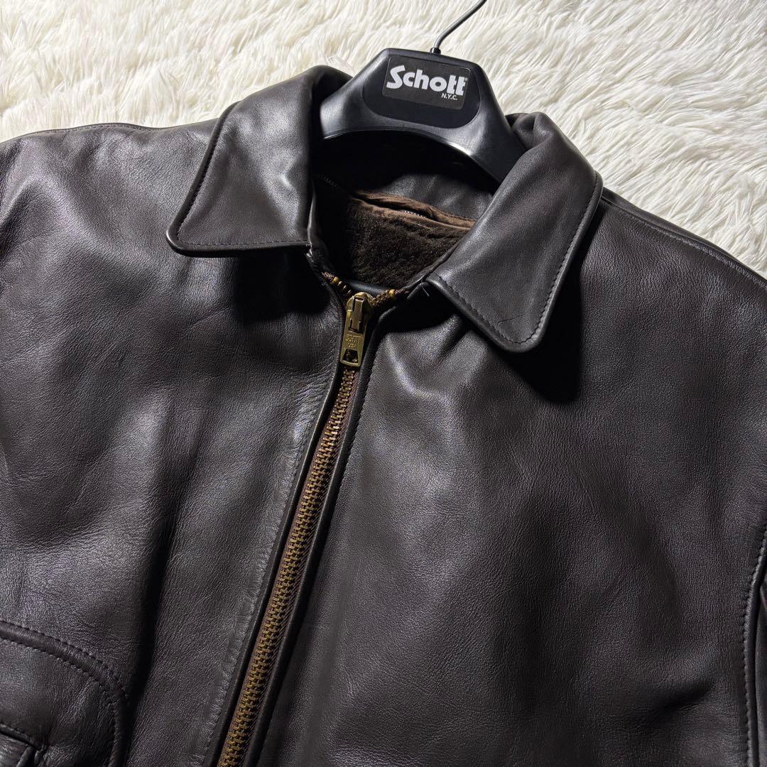 d*2様 【米国製】schott レザージャケット　本革　ブラウン　48 ビッグ