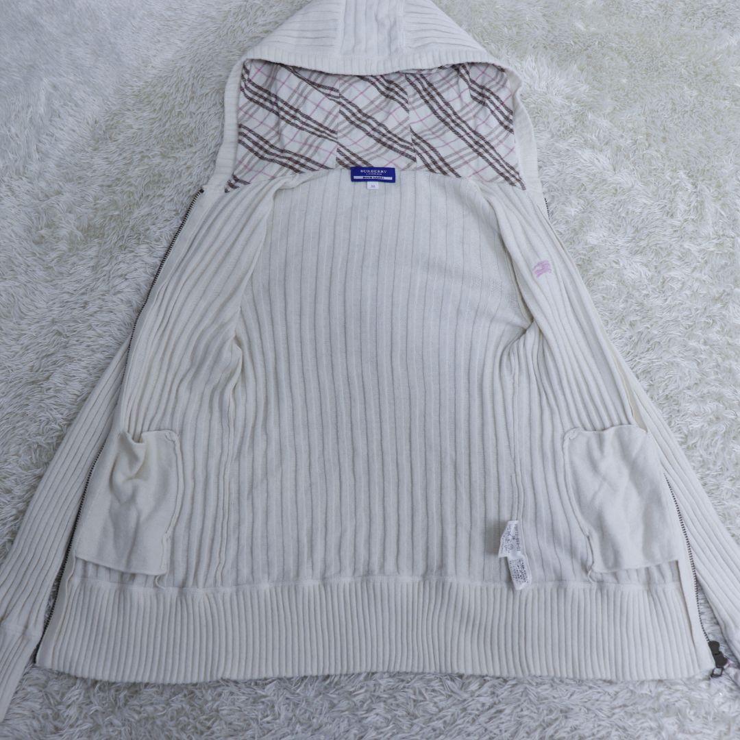難あり　BURBERRY BLUE LABEL リブニット　ジップパーカー　38